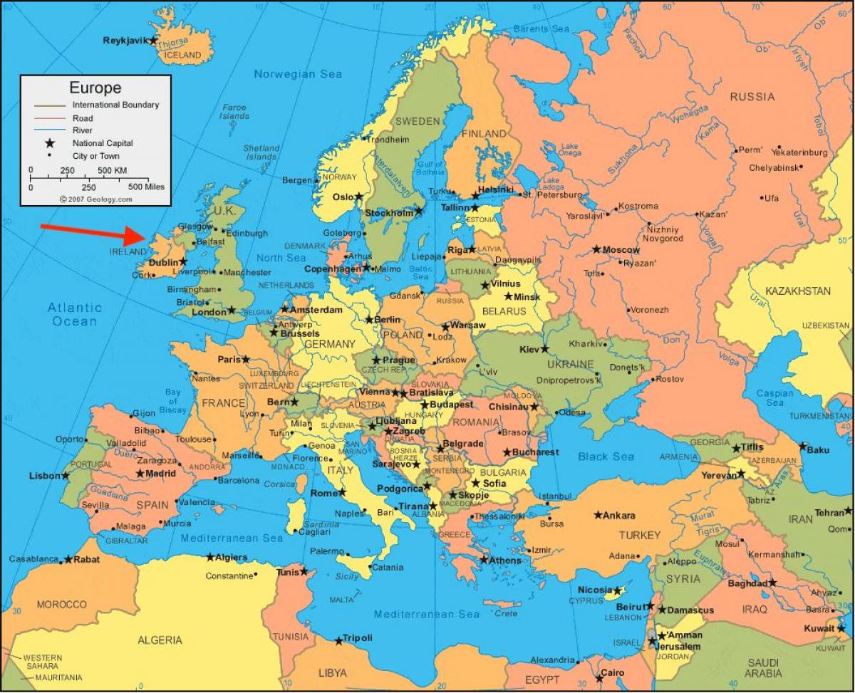 Ireland sur la carte Northern Europe